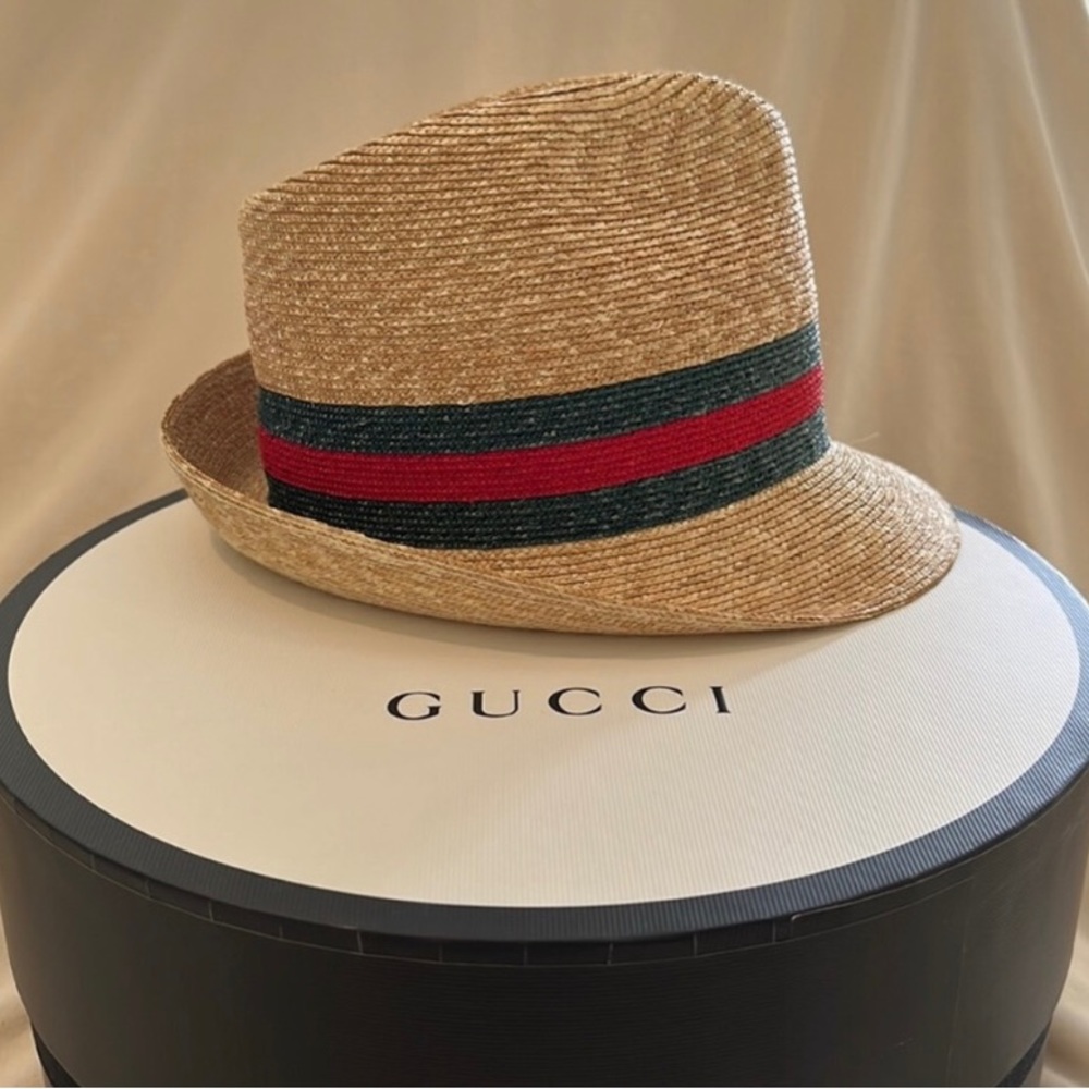 GUCCI Bucket Straw hat, practically new worn once as a prop for a movie costume.